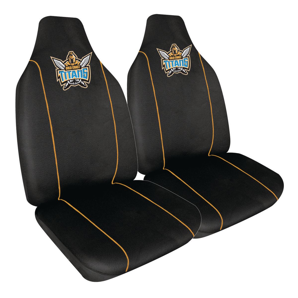 NRL Front Car Seat Covers Polyester, Black/Yellow - Pair MHNRLTTN6/2
