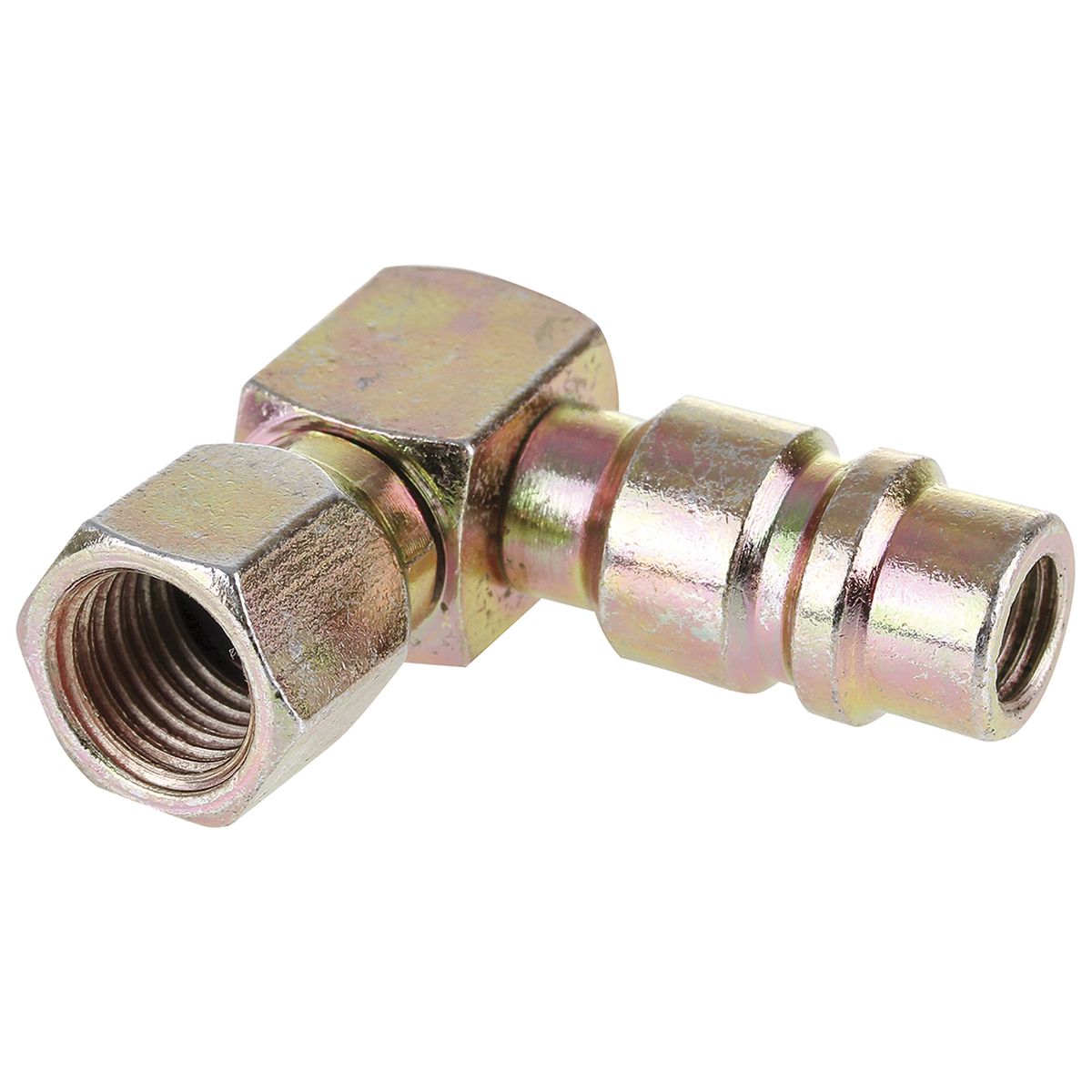 OEX Fitting Steel 1/4 Female Flare Service Port Low 90 Degree - 10 Pce STX9908B