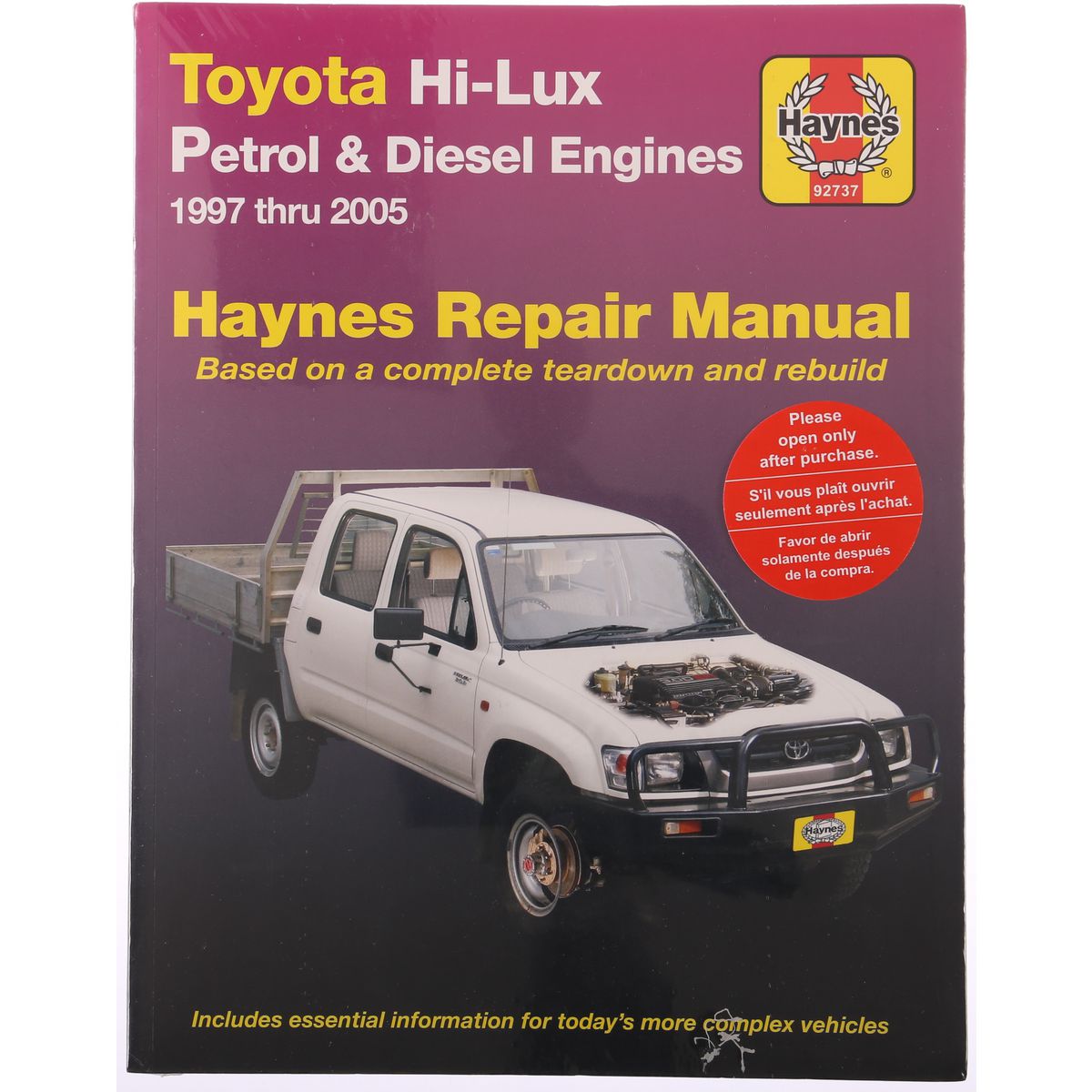 Haynes Repair Manual Suits Toyota Hi Lux 4x4 & 4x2 97-05 92737