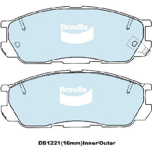 Bendix General CT Brake Pad Set Front DB1221 GCT