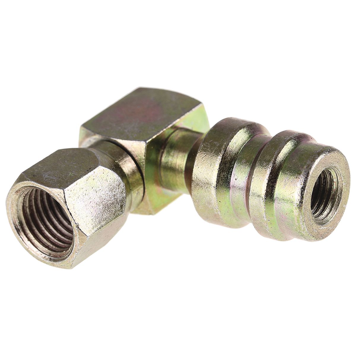 OEX Fitting Steel 1/4 Female Flare Service Port High 90 Degree - 10 Pce STX9909B