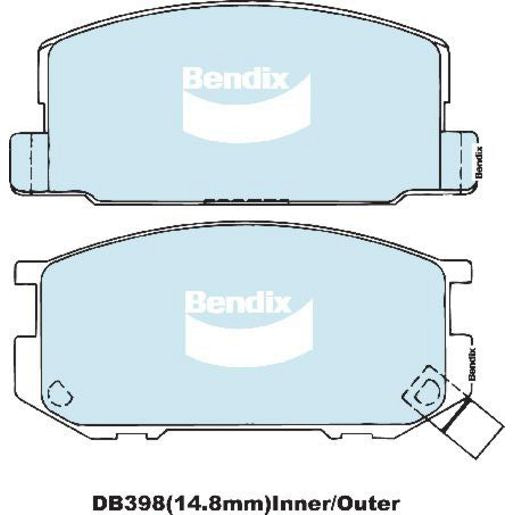 Bendix General CT Brake Pad Set Front DB398 GCT