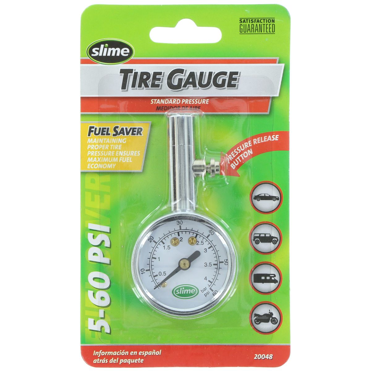 Slime Mini Tyre Pressure Gauge 5-60 PSI 20048