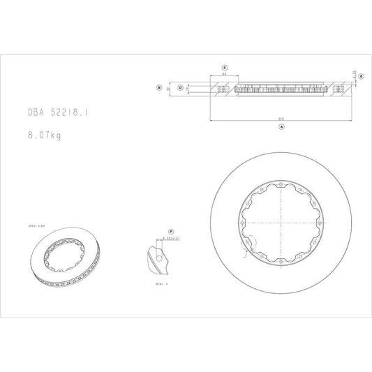 DBA T3 5000 Replacement Brake Rotor Single 320mm Front DBA52218.1