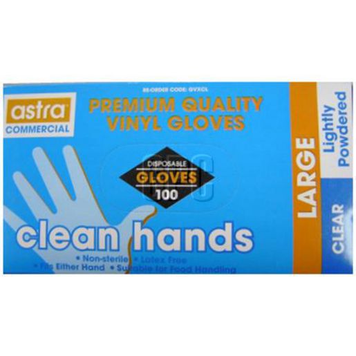 Astra Gloves-Vinyl Clean Hands Large 100S GVXCL