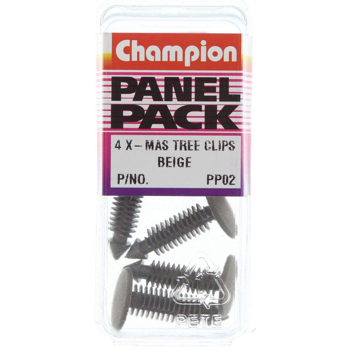 Champion Fasteners Xmas Tree Clip  Beige Len: 22mm Stem Dia: 6.8mm Hole: 6.6 8mm Head: 16mm PP02