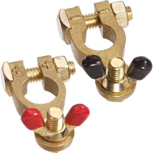 PROJECTA Brass Battery Terminal 1x Positive & 1x Negative Wingnut Mount BT14-2