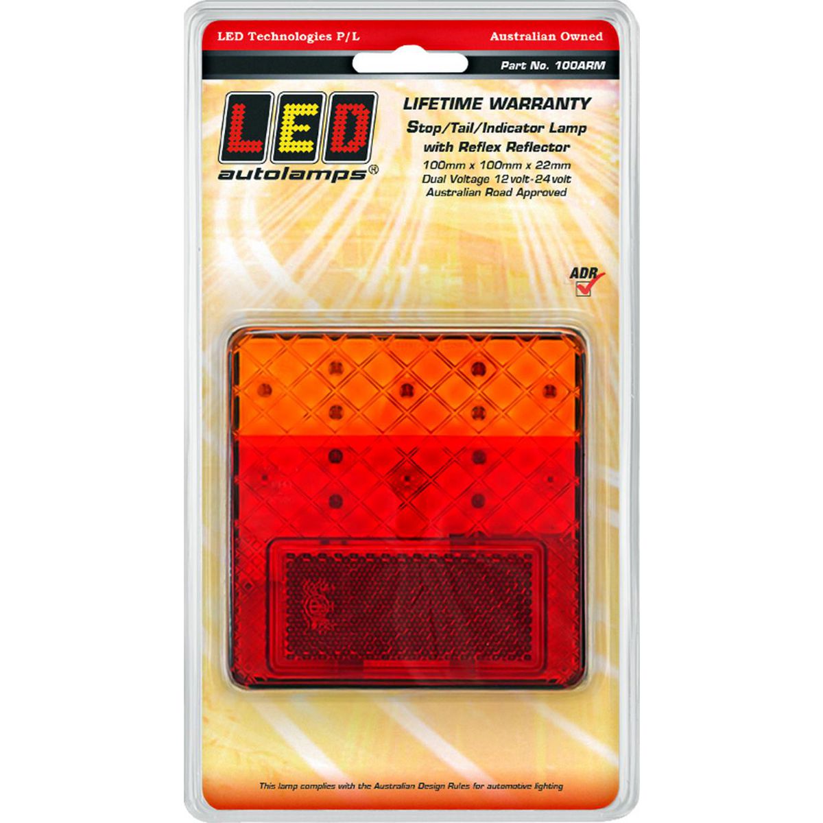 LED Autolamps Stop/Tail/Indicator Light LED 12/24V 100ARM