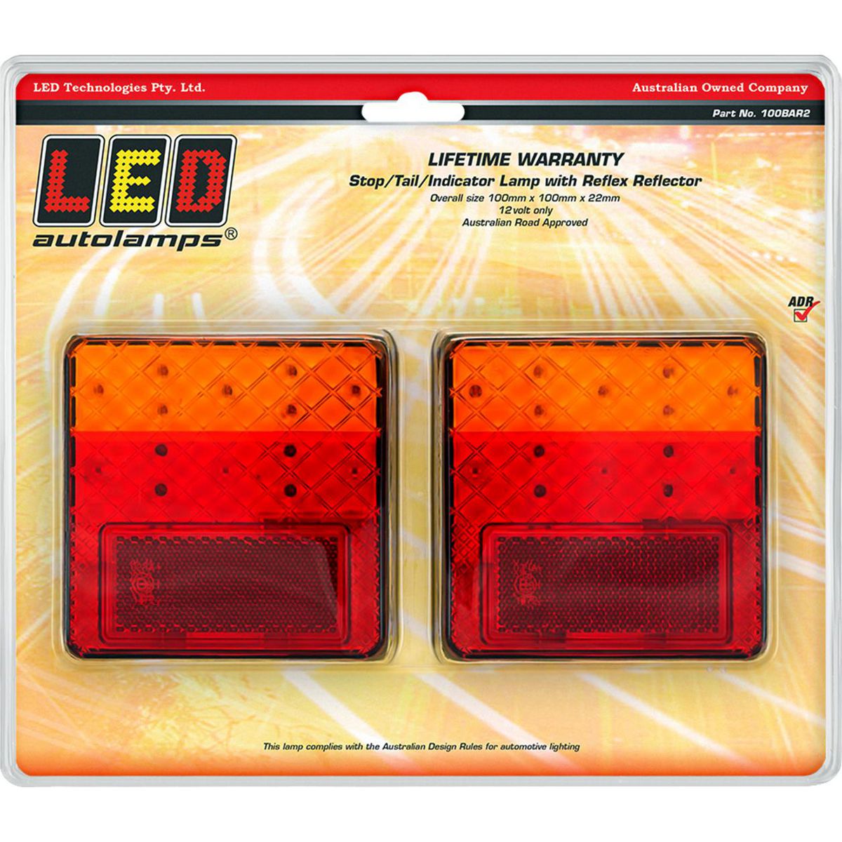LED Autolamps Stop/Tail/Indicator Light LED 12V 100BAR2