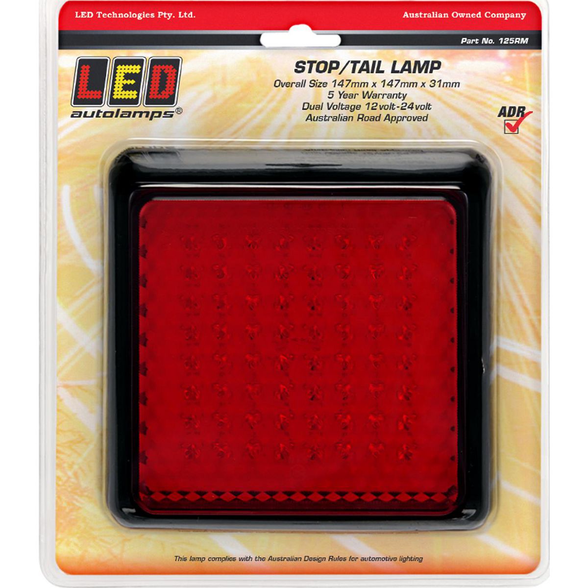 LED Autolamps Stop/Tail 64-LED Lamp 12/24V w/30cm Wire 125RM