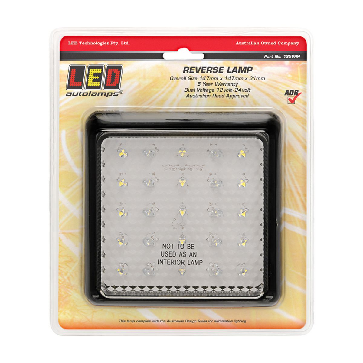LED Autolamps 12/24V Reversing Lamp With 25 White LEDs 125WM