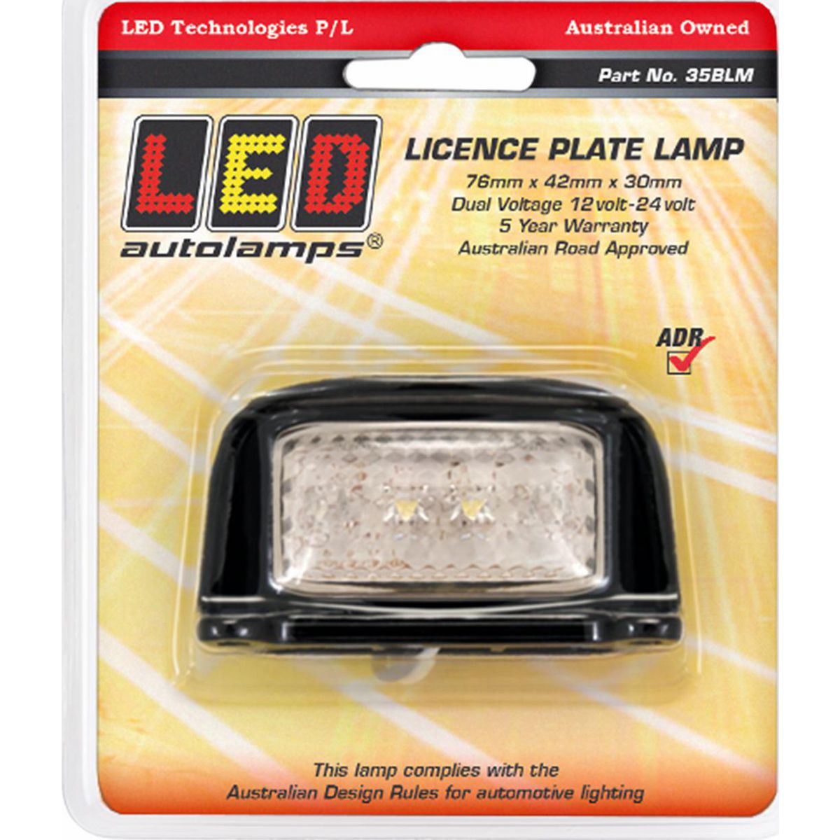 LED Autolamps Number Plate Light LED 12/24V 0.4m Cable 35BLM