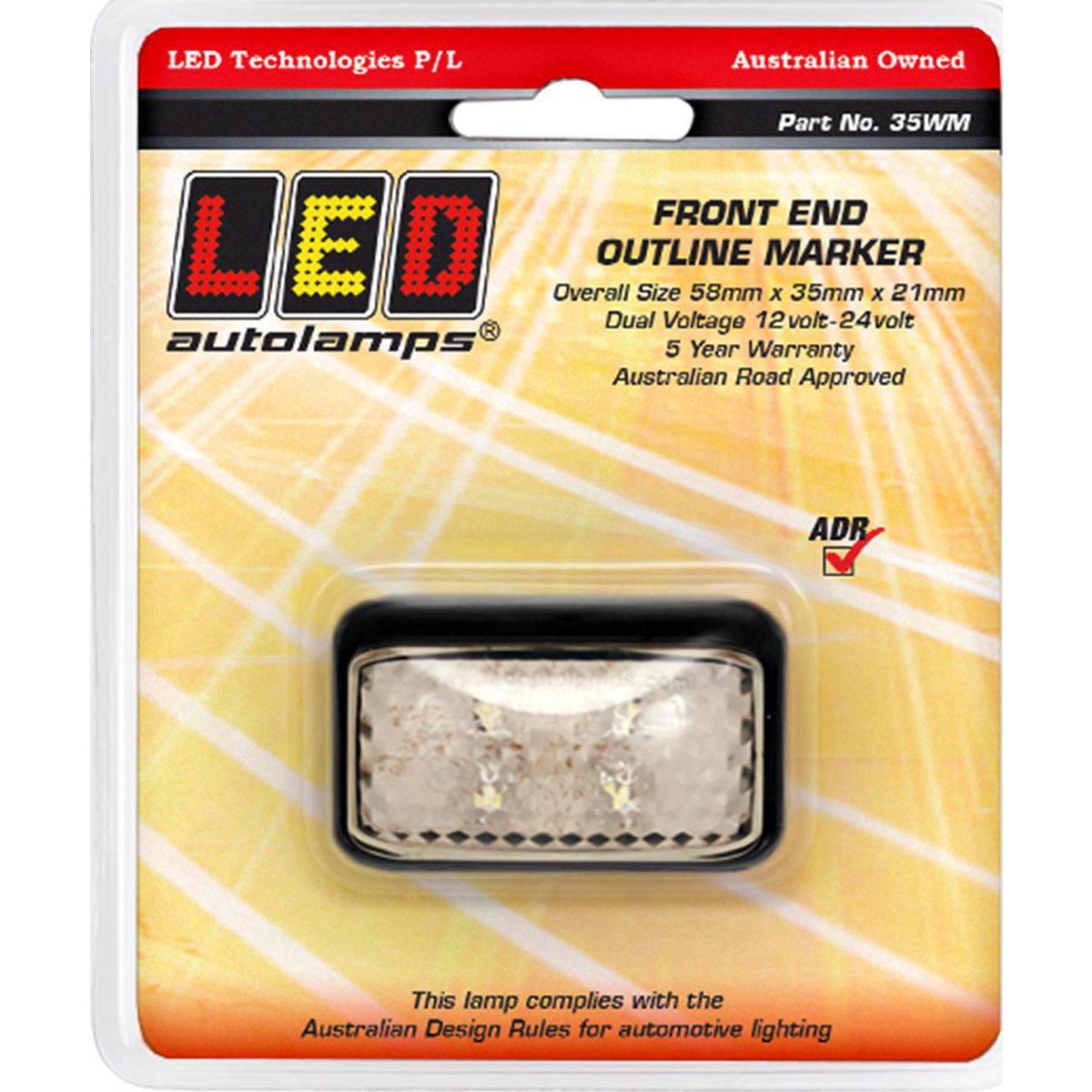 LED Autolamps Front Marker Light Clear LED 12/24V 35WM