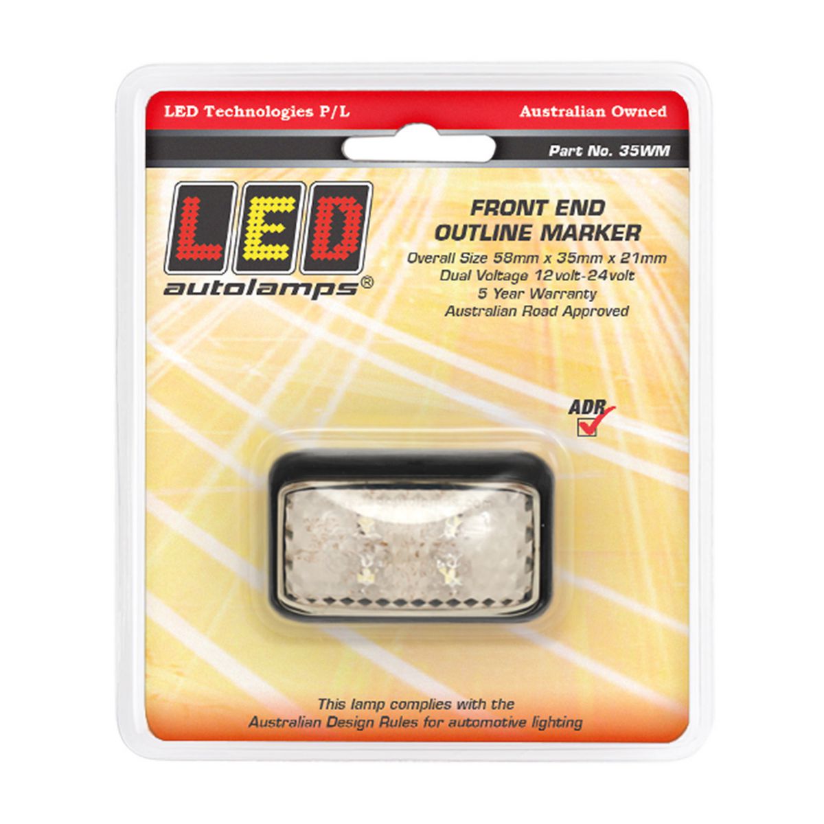 LED Autolamps Front Marker Light Clear LED 12/24V 35WM