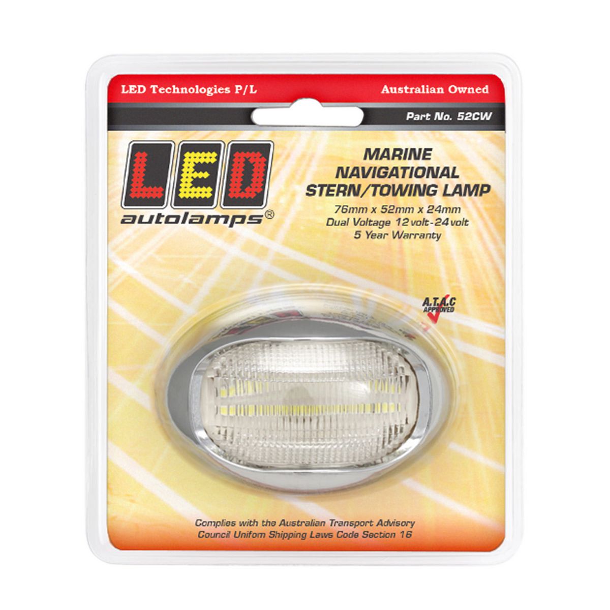 LED Autolamps Masthead Navigation Lamp with Chrome Bracket White 76 x 52mm 52CW