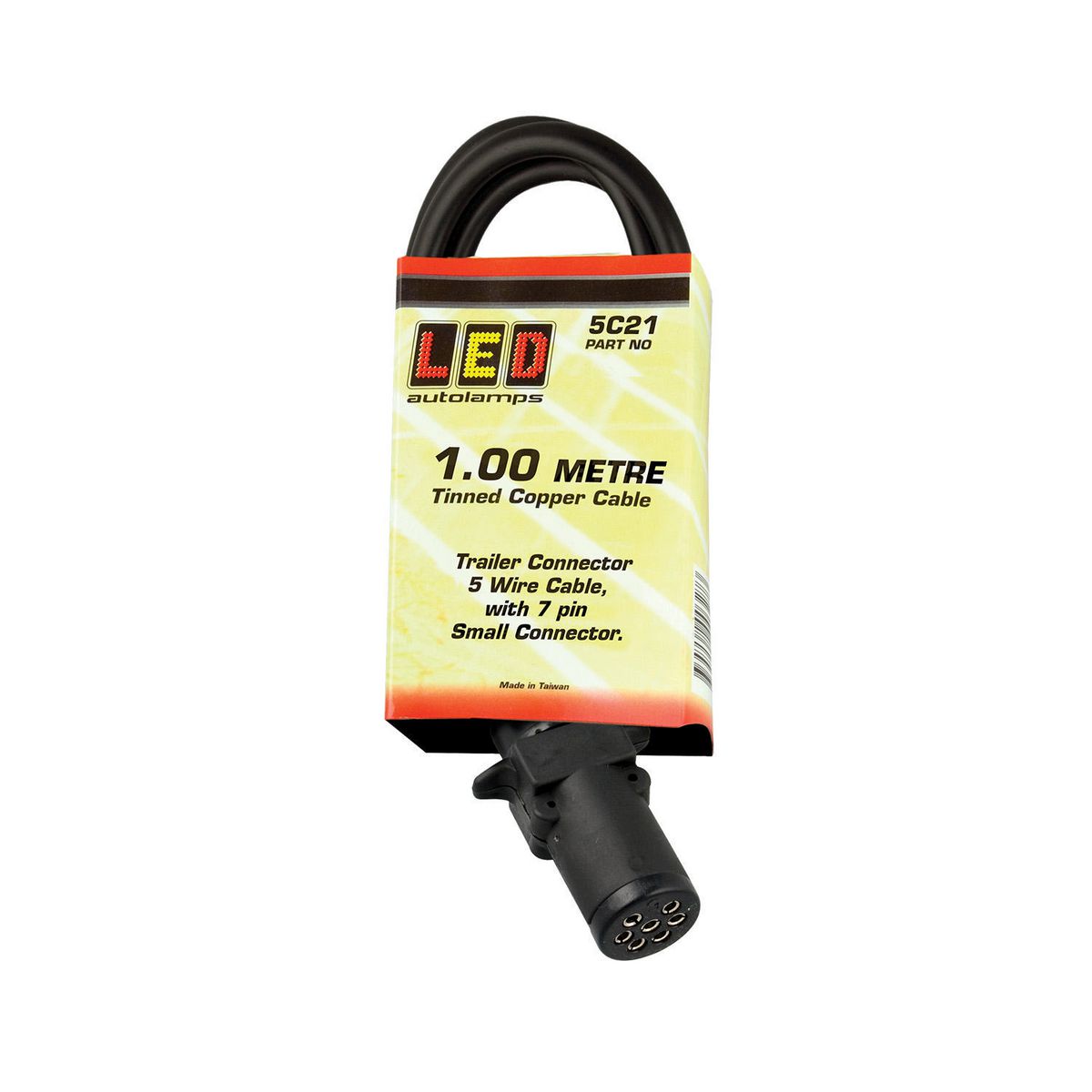 LED Autolamps Trailer Connector Gooseneck To Car With 7 Pin Small Round Plug 1m Cable 5C21