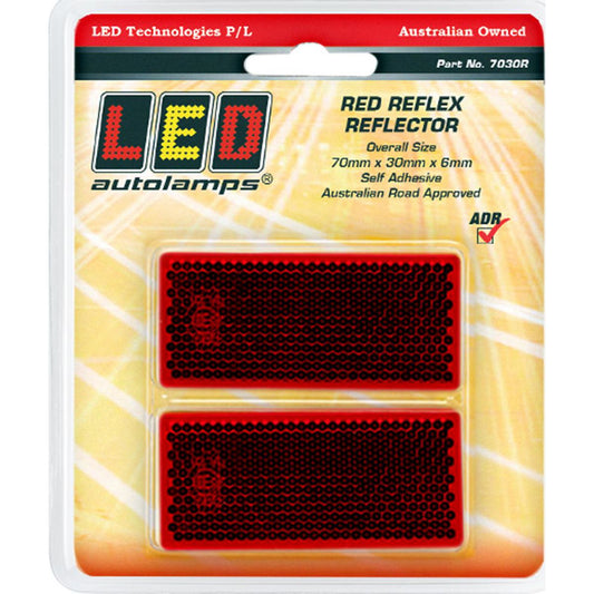 LED Autolamps Reflex Reflector Red Twin Blister 7030R