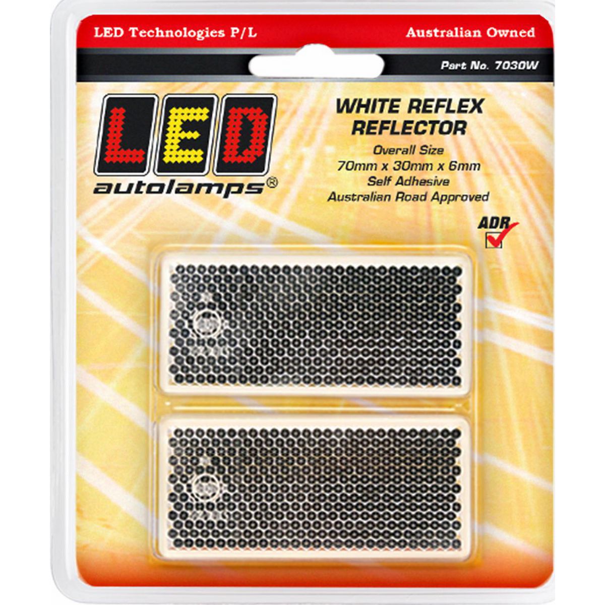 LED Autolamps Reflector White 70mmx30x6mm Rectangular 7030W