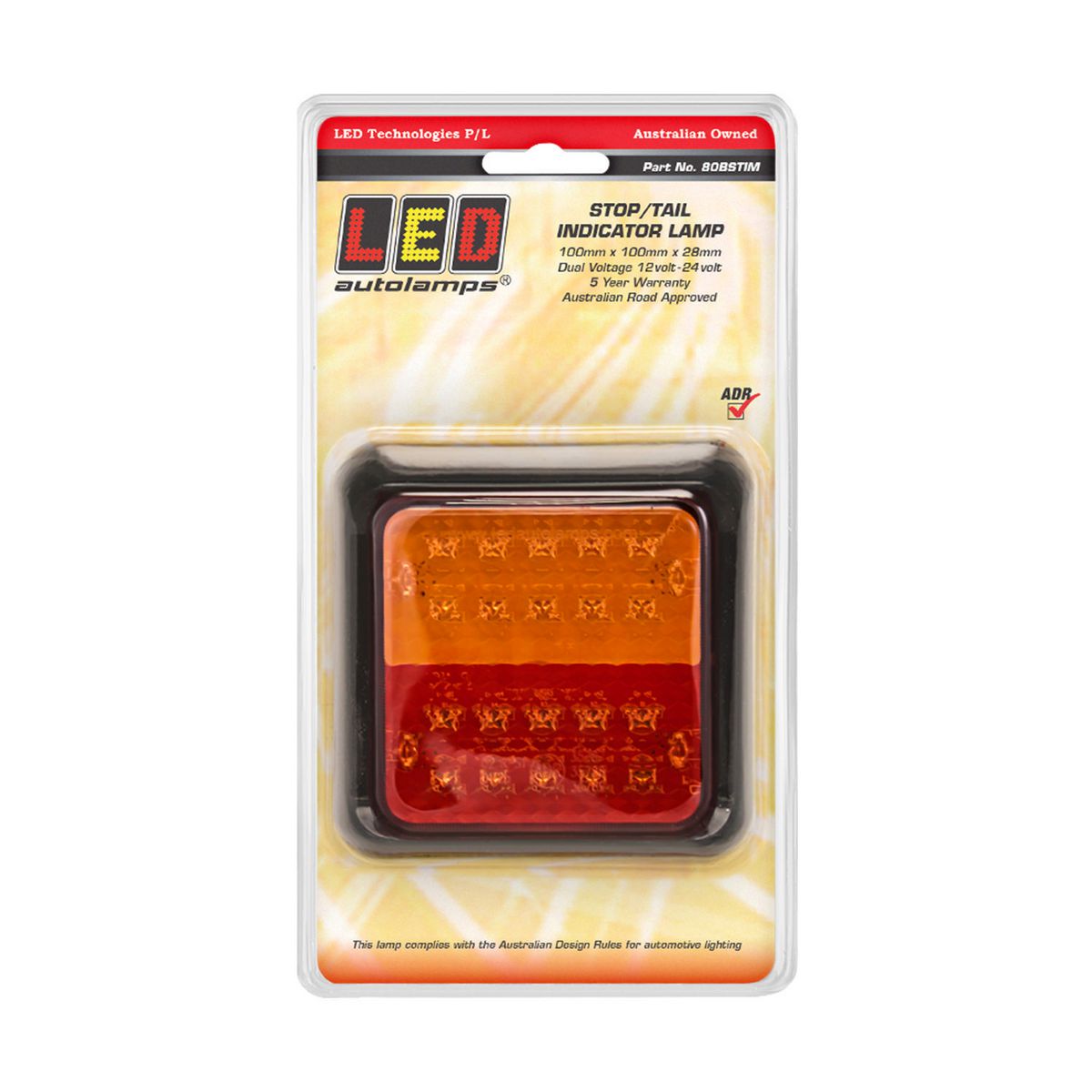 LED Autolamps Stop/Tail/Indicator LED Light 12-24V Black Bracket 80BSTIM