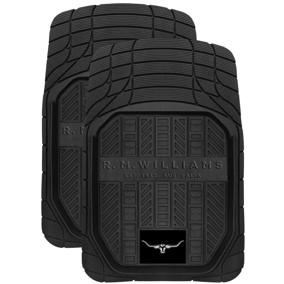 R.M. Williams Rubber Floor Mat Set Front Pair Black CMRMWBLKFR