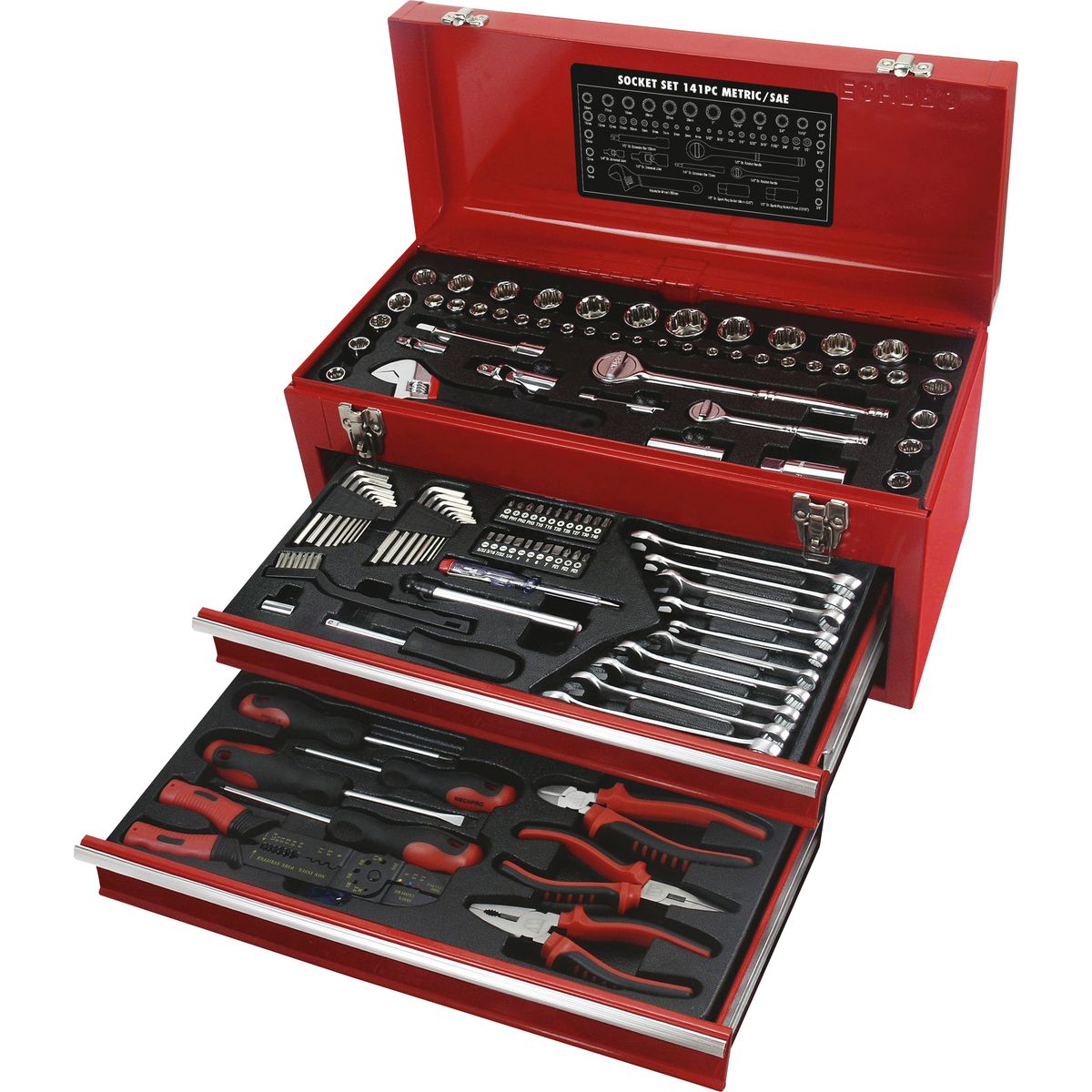 Mechpro Tool Set AF/Met 2-door Chest 140pc MP204K