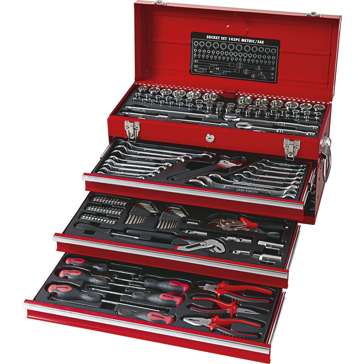 Mechpro Tool Kit 143Pc With 3 Drawer Chest MP205K