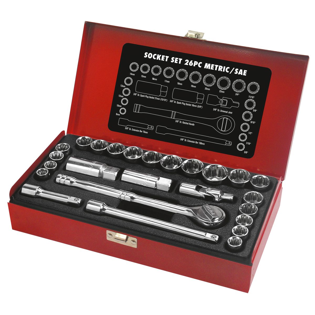Mechpro 26 Piece Socket Set 3/8In Drive MPSK107K
