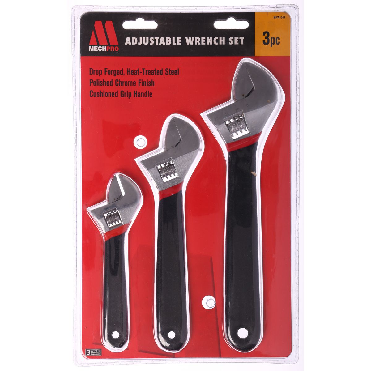 Mechpro Adjustable Wrench Set 3Pc MPW104K