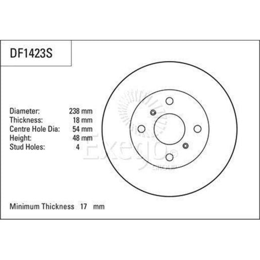 TRW Brake Rotor 238mm Front DF1423S