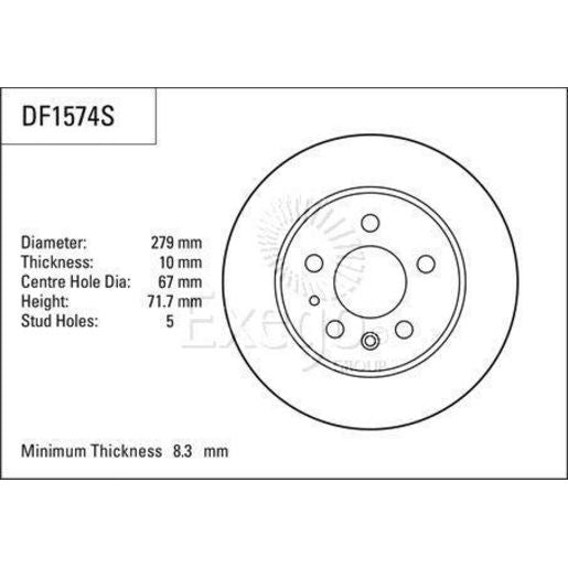 TRW Brake Rotor Pair 279mm Rear DF1574S
