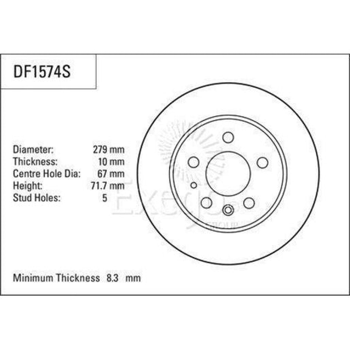 TRW Brake Rotor Single 279mm Rear DF1574S