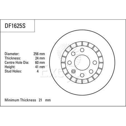TRW Brake Rotor Pair 256mm Front DF1625S