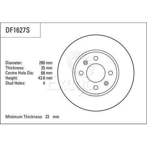 TRW Brake Rotor Pair 280mm Front DF1627S