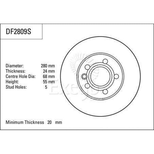 TRW Brake Rotor Pair 280mm Front DF2809S