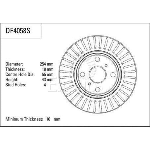TRW Brake Rotor 254mm Front DF4058S
