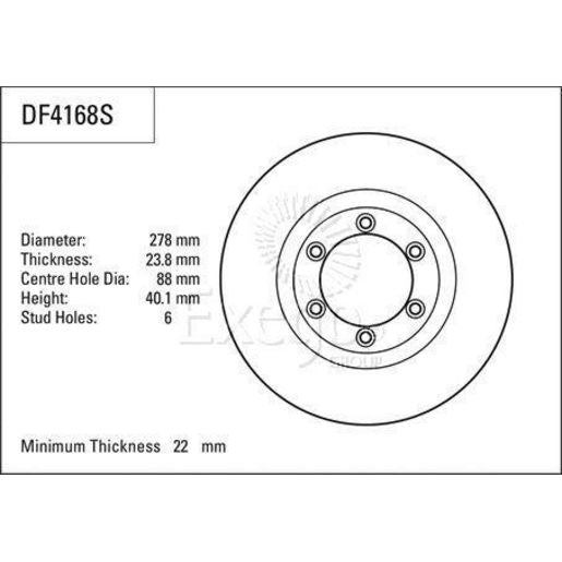 TRW Brake Rotor Single 278mm Front DF4168S