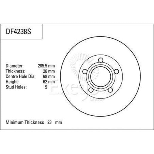 TRW Brake Rotor Pair 285.5mm Front DF4238S