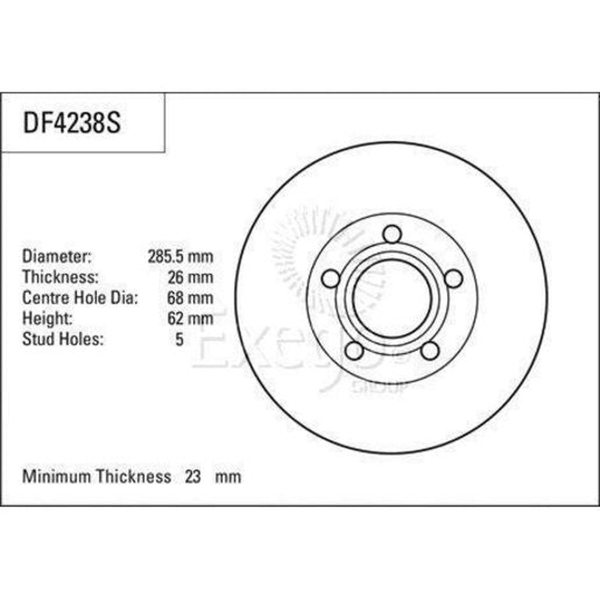 TRW Brake Rotor Single 285.5mm Front DF4238S