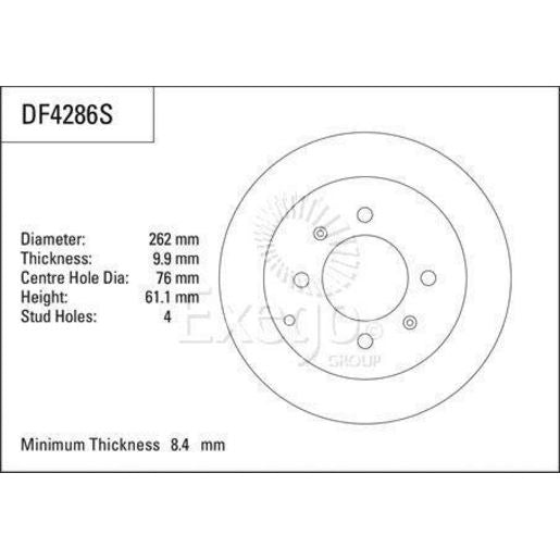 TRW Brake Rotor 262mm Rear DF4286S