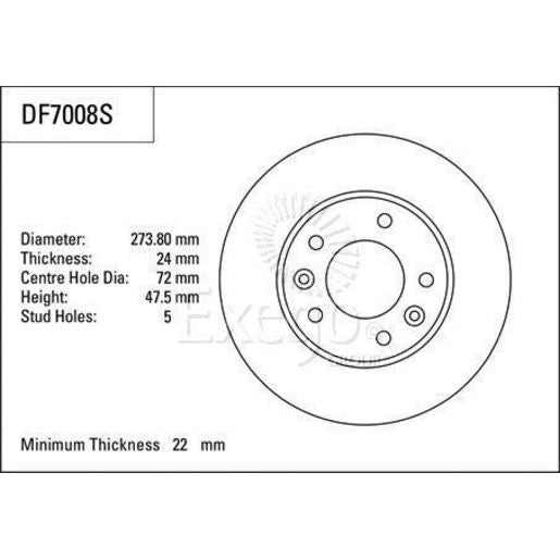 TRW Brake Rotor 274mm Front DF7008S