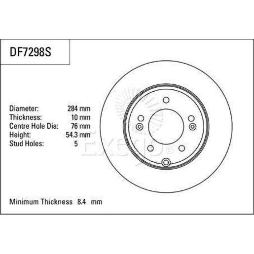 TRW Disc Brake Rotor Solid 284mm DF7298S