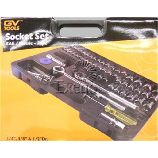 GV Tools Socket Set 74pc 1/4In, 3/8In 1/2In Drive GV044
