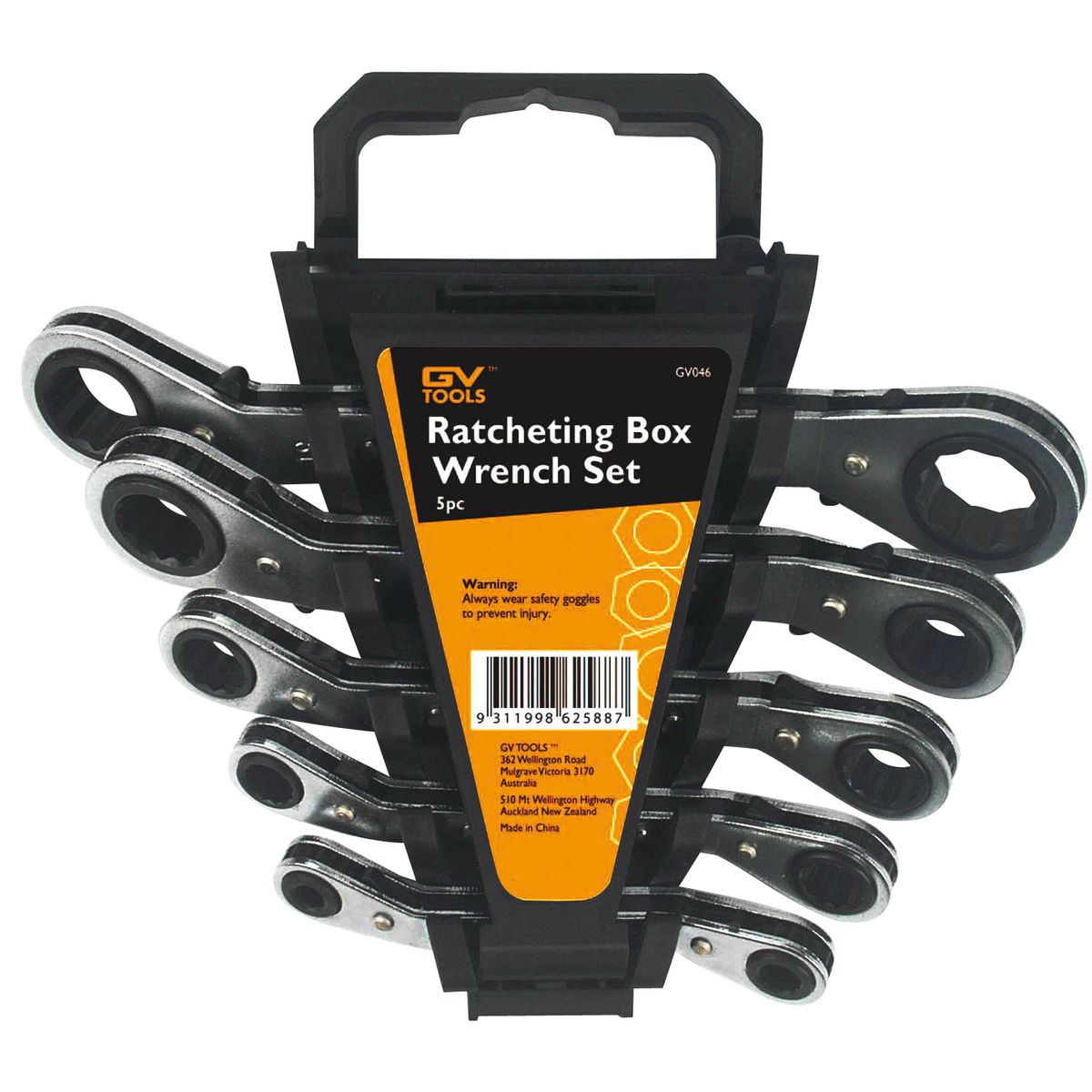 GV Tools Ratcheting Box Wrench Set 5 Piece GV046