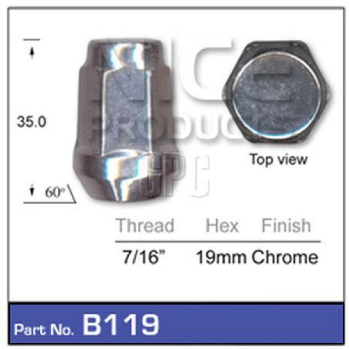 NICE Wheel Nut 7/16" Chrome B119
