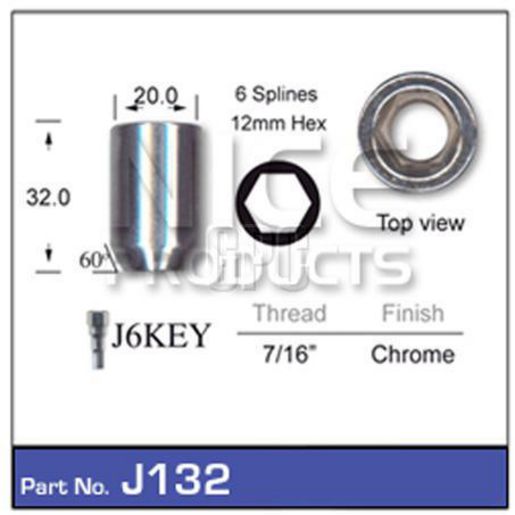 NICE Wheel Nut 7/16" Chrome J132