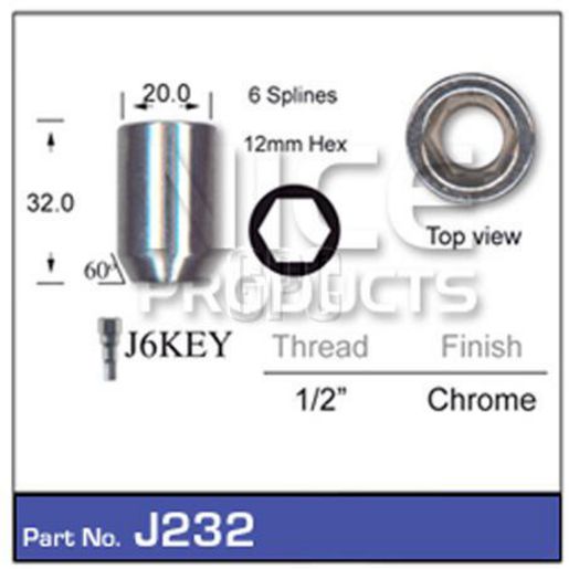 NICE Wheel Nut 1/2" Chrome J232