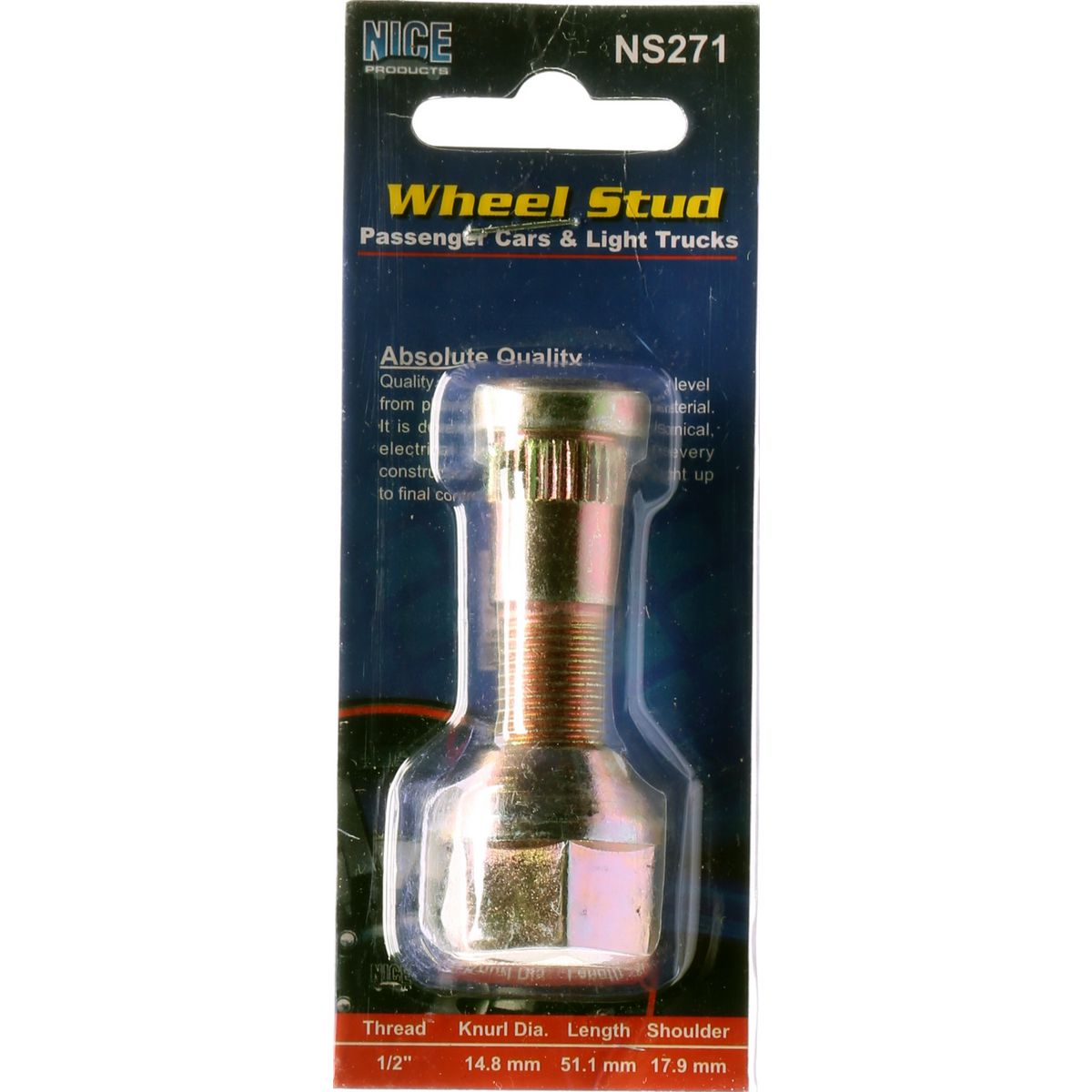 NICE Wheel Stud & Nut 1/2" 51.1mm NS271