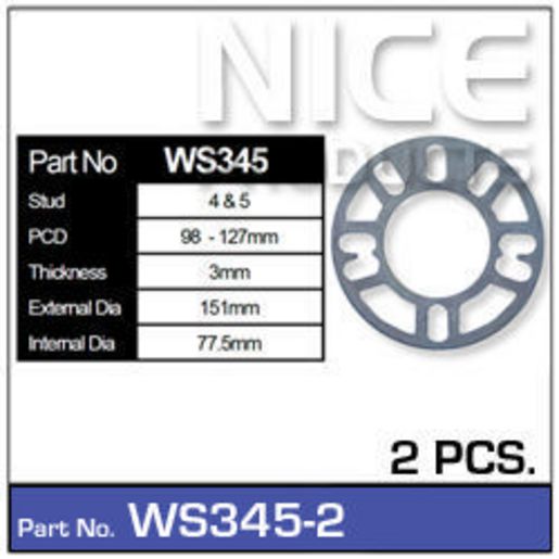 Nice Products Wheel Spacers WS345-2