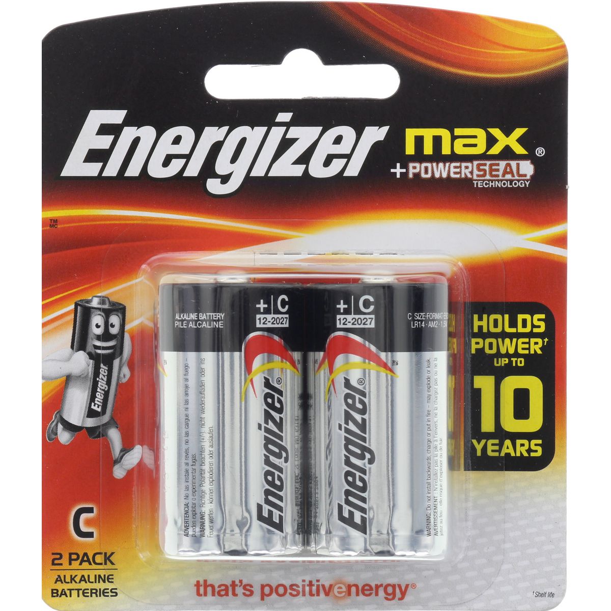 Energizer Max Alkaline C Batteries 1.5V 2 Pack E93BP2T