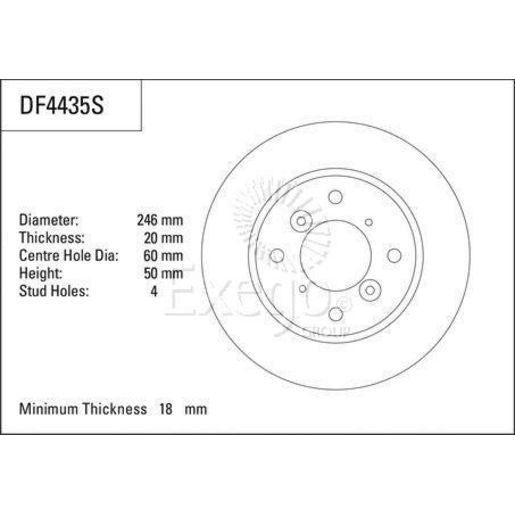 TRW Brake Rotor Pair 246mm Front DF4435S